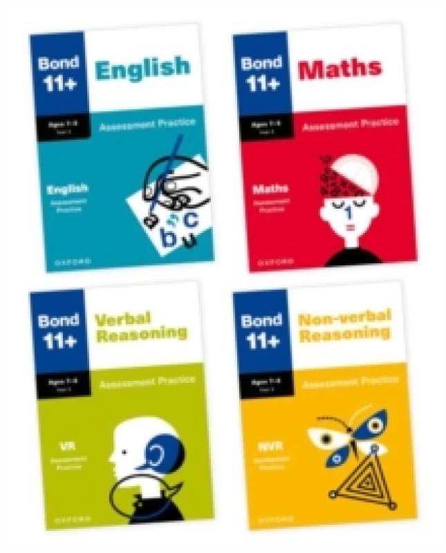 Image of Bond 11+ Assessment Practice Age 7-8 Bundle: Maths, English, Verbal Reasoning, and Non-verbal Reasoning for GL Assessment & other 11 plus exams (forme