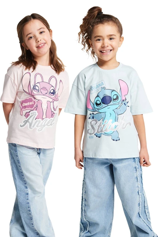 Image of Brand Threads Lilo & Stitch T-Shirt - 2 pack Size: 9-10 Years Multicolor Unisex 9-10 Years