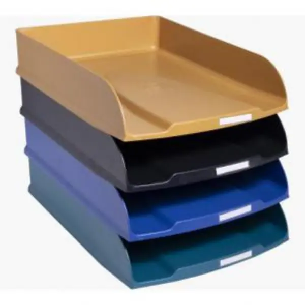 Image of Exacompta Exacompta Neo Deco Letter Tray Set 346 x 255 x 65mm Assorted Colours (Pack 4) - 111505SETD 111505SETD