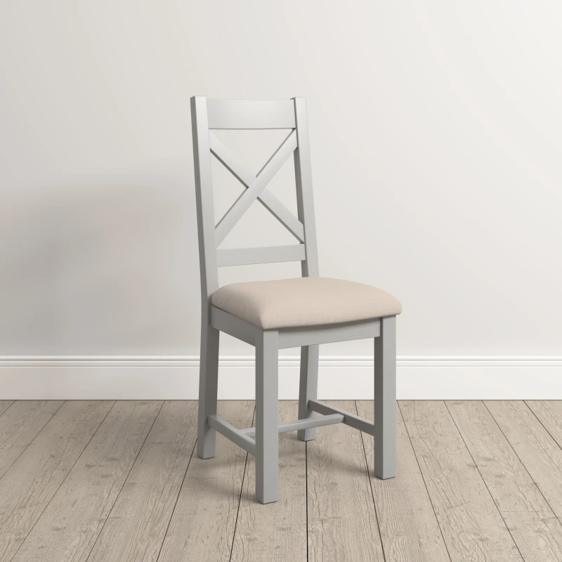 Image of Seconique Windsor Pair Of Pebble Grey With Oat Fabric Seat Fully Assembled