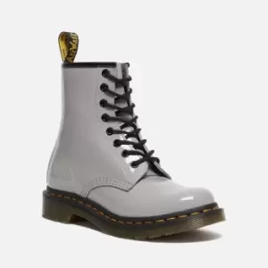 Image of Dr. Martens Womens 1460 Patent Lamper 8-Eye Boots - Zinc Grey - UK 8