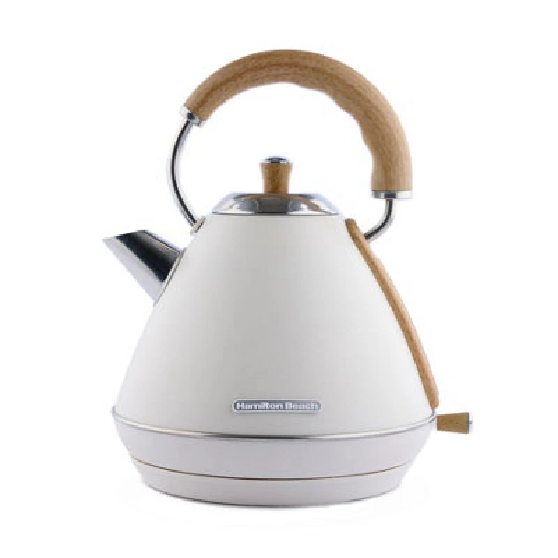 Image of Hamilton Beach, Scandi Pyramid Electric Kettle, Matte Cream, 1.7L, Hbk02Mc