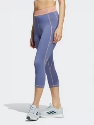 Image of adidas Techfit 3/4 Leggings, Purple/Black Size M Women