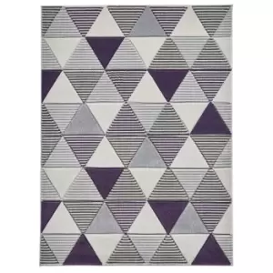 Image of Triangle Geometric Patterned Rug - Grey/Purple