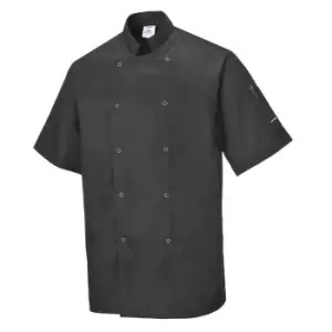 Image of Portwest Cumbria Short Sleeve Chefs Jacket Black M