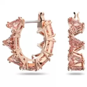 Image of Millenia Hoop Triangle Cut Zirconia Pink Rose Gold-tone Plated Earrings 5614930