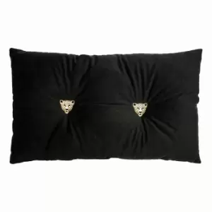 Image of Panther Velvet Cushion Black