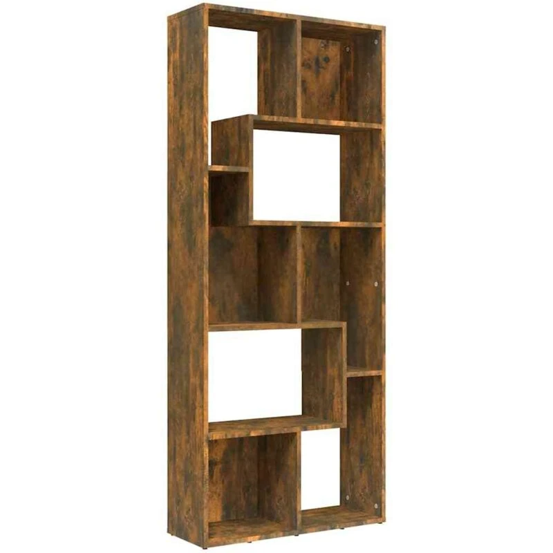 Image of Vidaxl Book Cabinet Smoked Oak 67X24X161cm Engineered Wood, Brown 815501