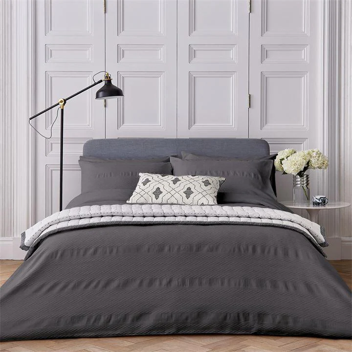 Image of Bedeck of Belfast Dark Grey Textured Cotton Kenza' Duvet Cover - double