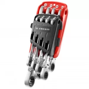 Image of Facom 467F 8 Piece Flexible Ratchet Combination Spanner Set Imperial