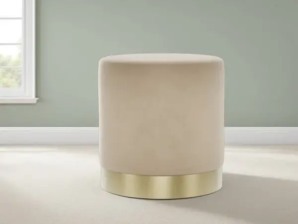 Image of LPD Lara Beige and Gold Fabric Bedroom Stool