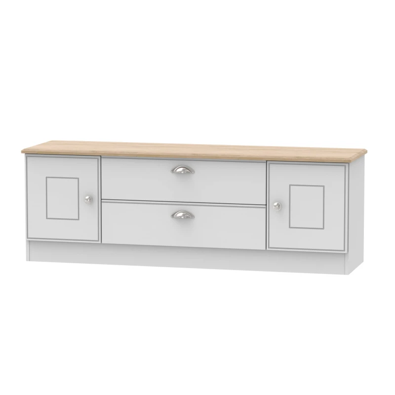 Image of Albert 2 Door 2 Drawer Superwide TV Unit In Grey Matt & Oak (Ready Assembled)