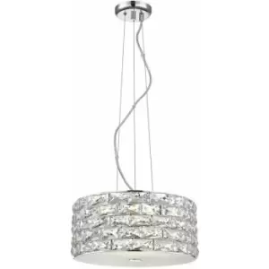 Image of Impex Aruba 4 Light LED Chrome Crystal Pendant Ceiling Light