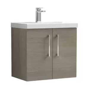 Image of Arno Solace Oak 600mm Wall Hung 2 Door Vanity Unit with 40mm Profile Basin - ARN2523A - Solace Oak - Nuie