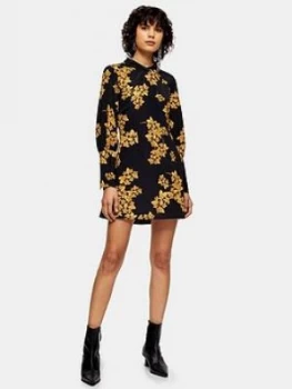 Image of Topshop Oriental Bloom Mini Dress - Black