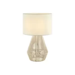 Image of Larissa Lighting - Larissa Xanthi Table Lamp E27 Max 40W Hemp Rope, Linen Natrual On/Off Switch