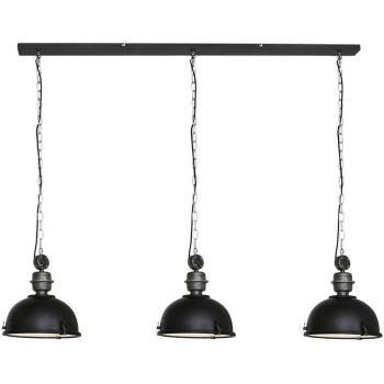 Image of Sienna Lighting - Sienna Tough Guy Straight Bar Pendant Ceiling Light Black Matt, Glass Matt, Metal