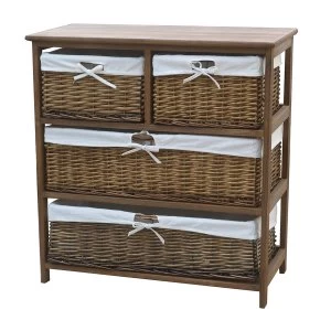 Image of Charles Bentley Home Wide Storage Cabinet with Wicker Baskets - Natural