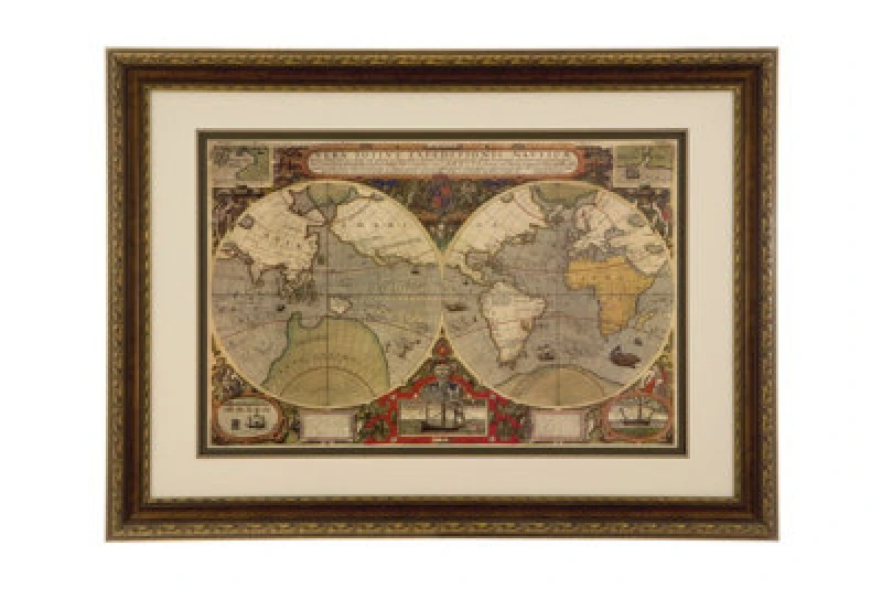 Image of Premier Housewares Global Wall Art Framed World Map Wall Art Multi