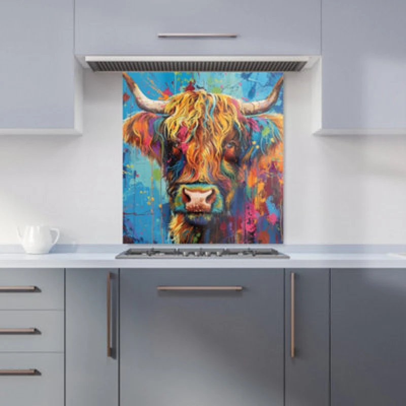 Image of Warren Reed - Designer Splashart Highland Cow Kitchen Splashback W700Mm X H650Mm, Multi WR00886-P452