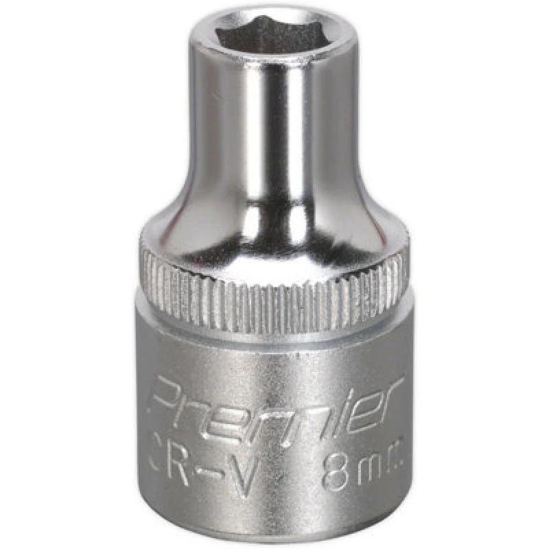 Image of Loops 8mm Steel Drive Socket - 1/2" Square Drive - Chrome Vanadium Wrench Socket Metallics