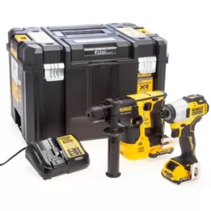 Image of DEWALT DCK2104L2T 12V XR SDS Plus Hammer & Impact Driver Twin Pack (2X 3.0AH Bat