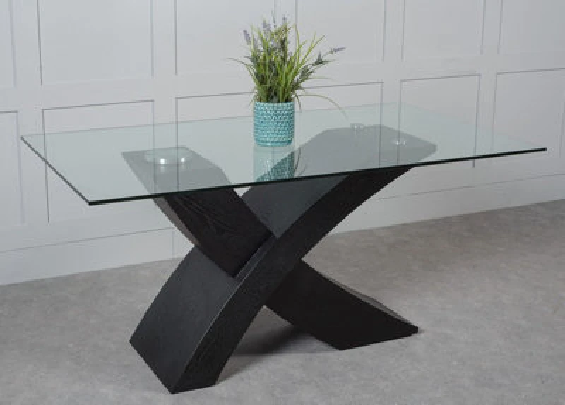 Image of That's Furniture Valencia Black 160Cm Small Glass Dining Table