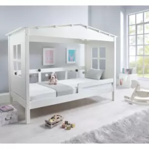 Image of Mento White Wooden Treehouse Bed And Pocket Mattress
