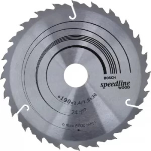 Image of Bosch Speedline Wood Cutting Saw Blade 190mm 24T 30mm