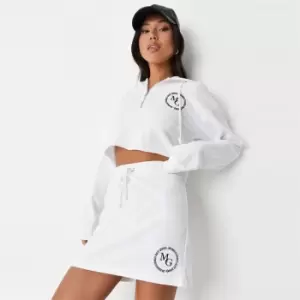 Image of Missguided Mg Cropped Hoody and Skirt Set - White