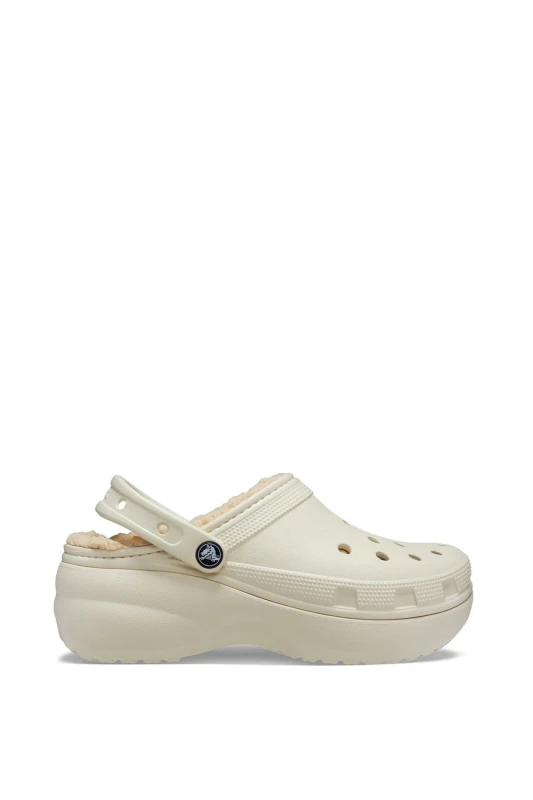 Image of Crocs Women Classic Platform Lined Clogs Bone 4