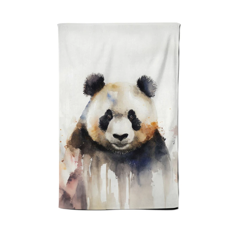 Image of Warren Reed - Designer Panda Watercolour Tea Towel in Brown Brown Unisex