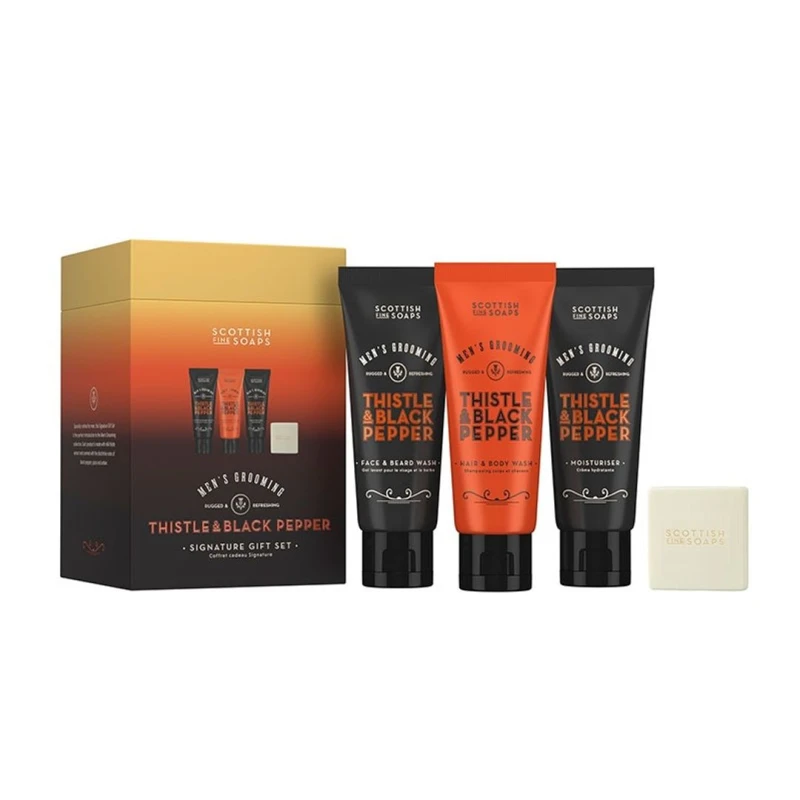 Image of Scottish Fine Soaps Scottish Fine Soaps Thistle & Black Pepper Signature Gift Set in Clear Clear One Size Unisex 5016365100731