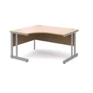 Image of Office Desk Left Hand Corner Desk 1400mm Beech Top With Silver Frame 1200mm Depth Momento