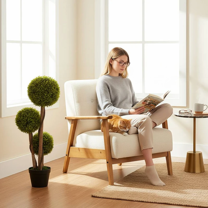 Image of HOMCOM Artificial Plants Boxwood Ball Topiary Trees Set of 2 Indoor Outdoor in Green Green Unisex