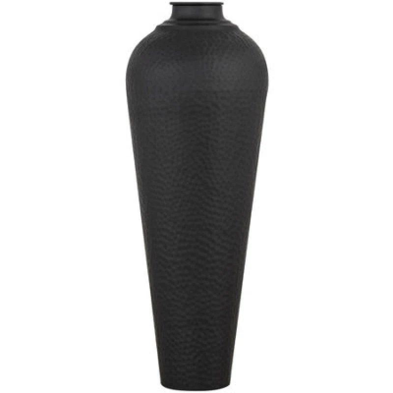 Image of Matt Black Medium Hammered Vase With Lid