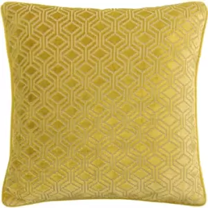 Image of Paoletti - Avenue Velvet Jacquard Cushion Ochre - Ochre