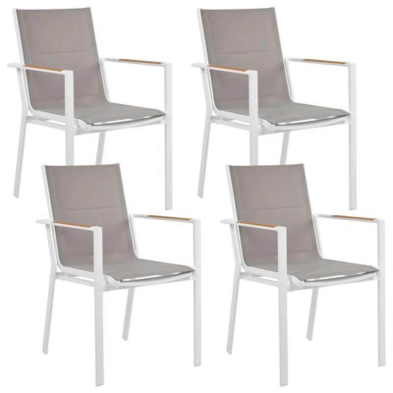 Image of Beliani Set Of 4 Garden Chairs Busseto Metal Grey