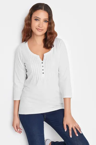 Image of Long Tall Sally Tall Henley Top White