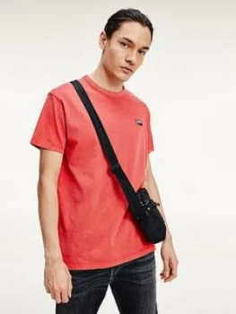 Image of Tommy Jeans Washed Logo T-Shirt - Red, Size XL, Men