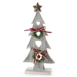 Image of Wooden Tree With Star Decoration