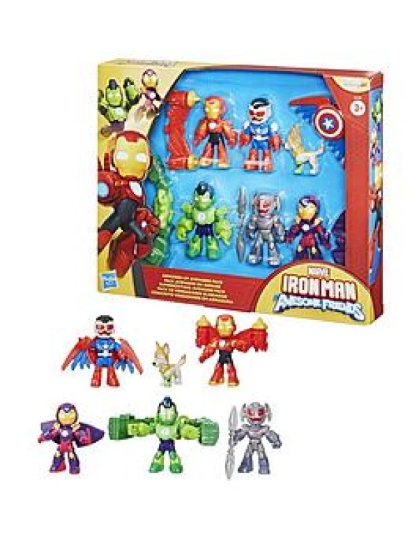 Image of Iron Man and His Awesome Friends Marvel Armored-Up Avengers Pack Action Figure Set