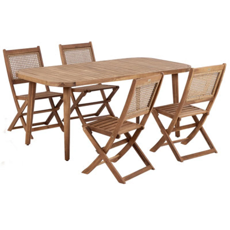 Image of Beliani Garden Dining Set 4 Seater Paraggi Certified Acacia Wood Dark Brown