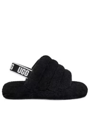Image of UGG Fluff Yeah Slide Slipper, Black, Size 2 Older