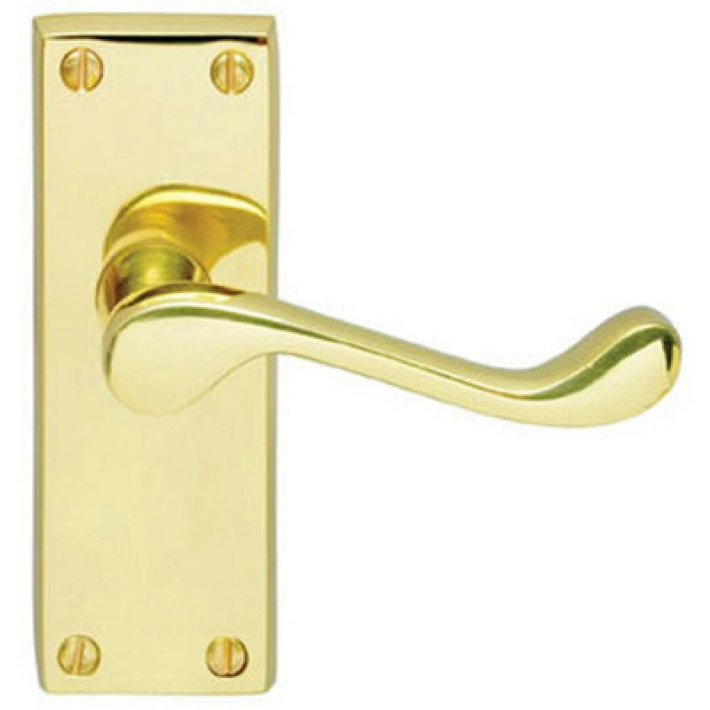 Image of Loops PAIR Victorian Scroll Handle on Latch Backplate 120 x 41mm Polished Brass Metallics