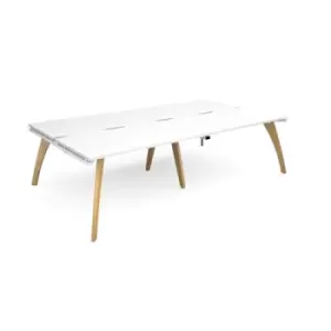 Image of Bench Desk 4 Person Rectangular Desks 2800mm White Tops With White Frames 1600mm Depth Fuze