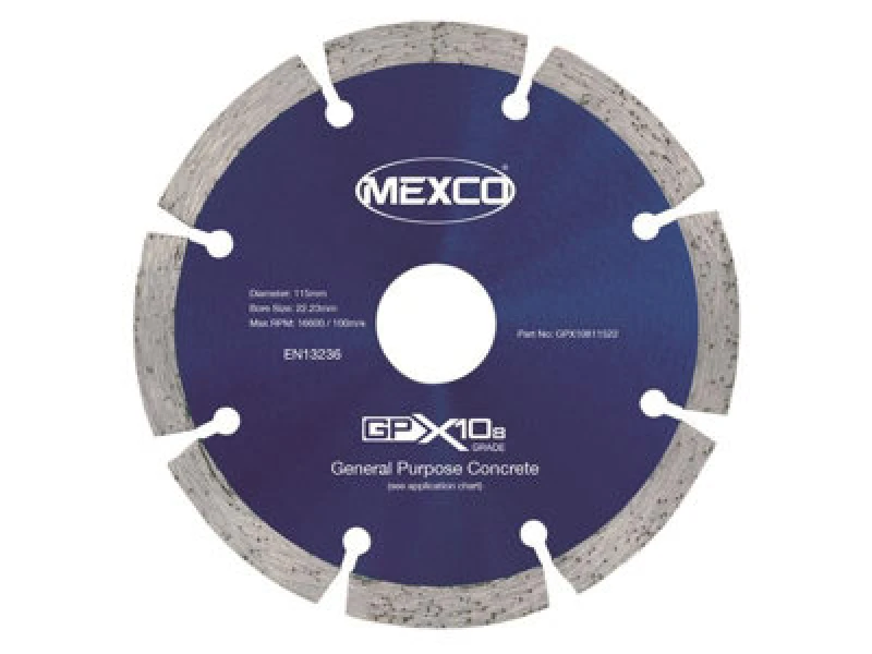 Image of MEXCO GPX10811522 GPX10-8 Concrete Diamond Blade 115 x 22mm GPX10811522