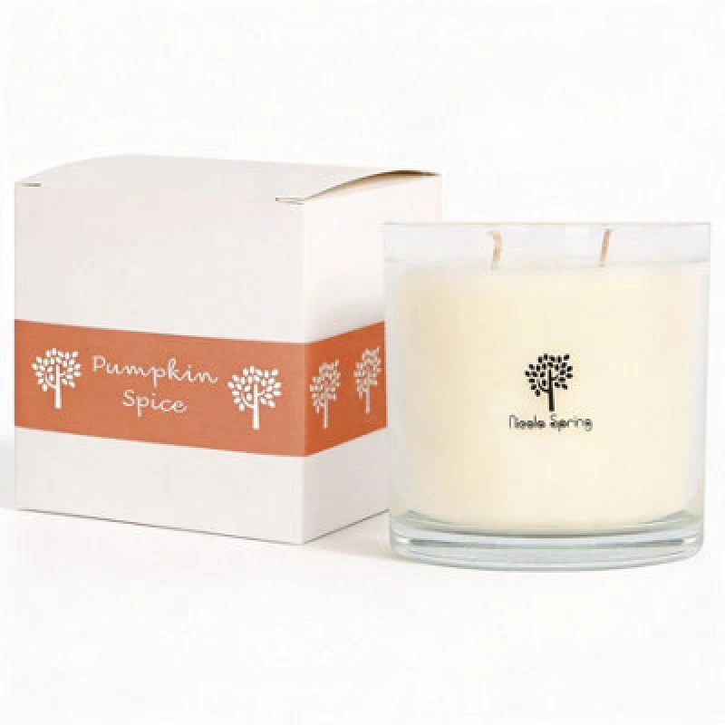 Image of Nicola Spring 400G Soy Wax Candle - Pumpkin Spice - Double Wick Autumn Scent Jar - Long Burn Fragrance Seasonal