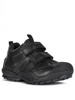 Image of Geox Boys Savage Leather Strap School Shoe - Black