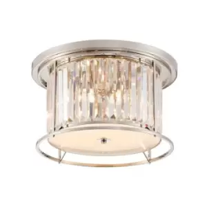 Image of Luminosa Guilford Ceiling Lamp, 4 Light E27, Polished Nickel, Clear